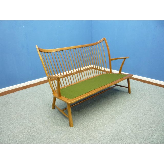 Mid-Century Cherry Bench, 1950s For Sale - Image 11 of 14