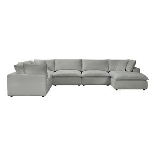Cali Slate 7-Piece Performance Fabric Modular Large Chaise Sectional For Sale