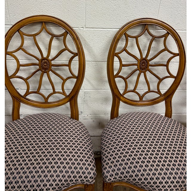 Wood Vintage George III Regency Hepplewhite Style Sunburst Spider Web Dining Chairs For Sale - Image 7 of 15