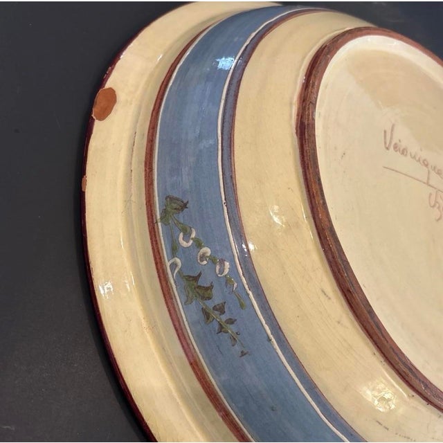 Sculpture Materials Rare Veironique Pichon Maison Uzes France Clay Bowl Hand Made Pottery 14.5” For Sale - Image 7 of 12