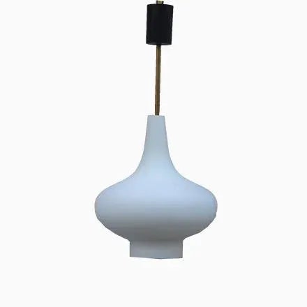 Mid-Century Italian Glass & Brass Pendants from Stilnovo, 1950s, Set of 2 For Sale - Image 11 of 11