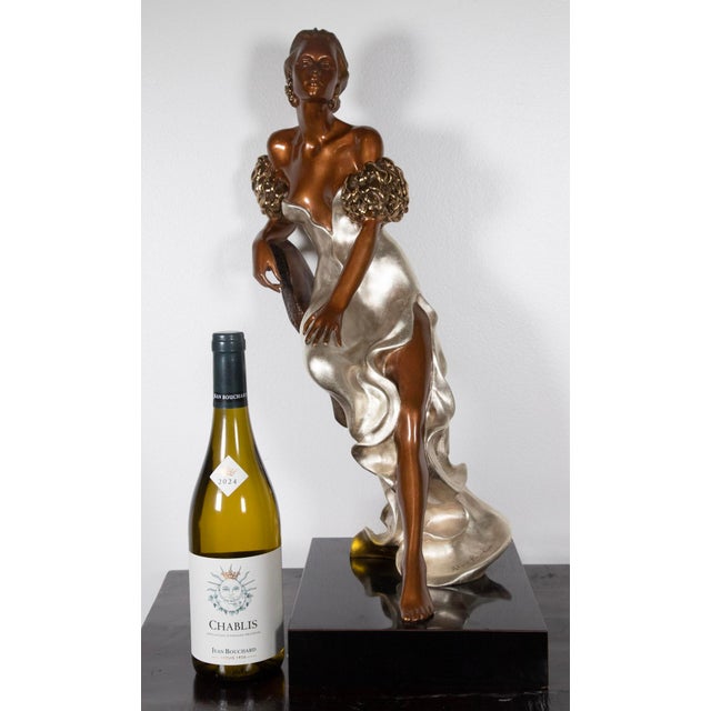Metal 1980s Alice Riordan Art Deco Style Sculpture of an Woman - Signed and Numbered - 24" H For Sale - Image 7 of 7