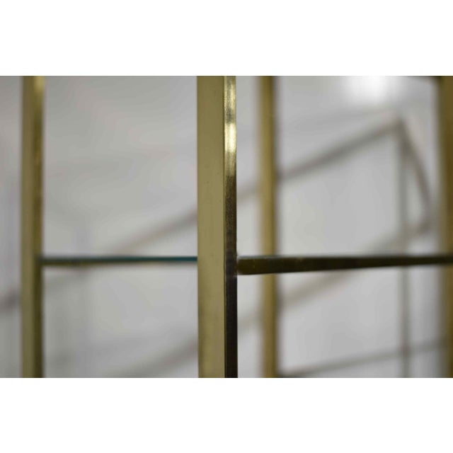 Gold Mid Century Milo Baughman Style Gold Chrome Glass Etagere Shelving Unit For Sale - Image 8 of 11