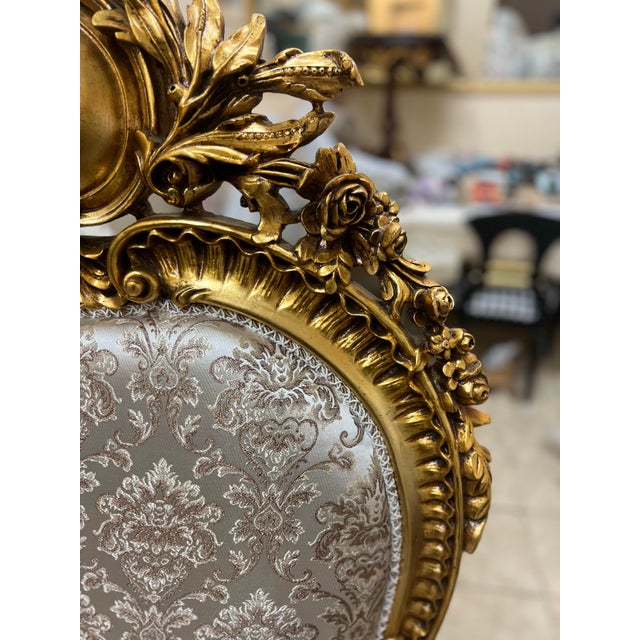 1960s Throne Chair Gold Leaf Arm Chair For Sale In New York - Image 6 of 10