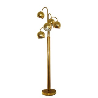 Mid Century 5-Light Brass Floor Lamp For Sale