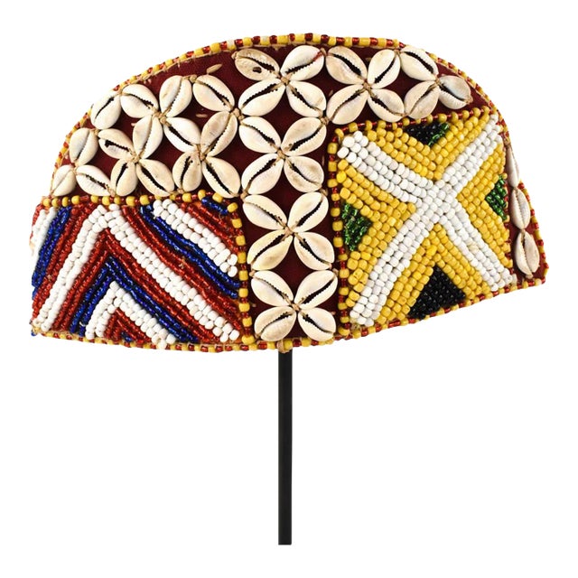 Early 20th Century Kuba Beaded Noble's Hat For Sale