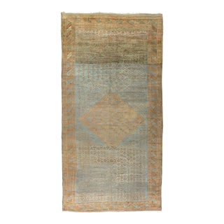 Early 20th Century Zabihi Collection Powder Blue Tribal Persian Kurd Corridor Rug - 8'7" x 17'1" For Sale
