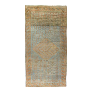Zabihi Collection Powder Blue Tribal Persian Kurd Corridor Rug