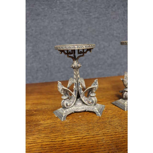 Antique Pair of Victorian Silver-Plated Centerpieces With Birds, Aesthetic Movement For Sale - Image 4 of 12