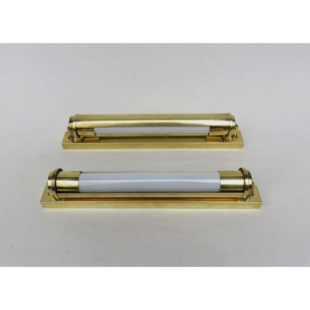 Gold Bauhaus Wall Lights in Polished Brass, 1920s, Set of 2 For Sale - Image 8 of 18
