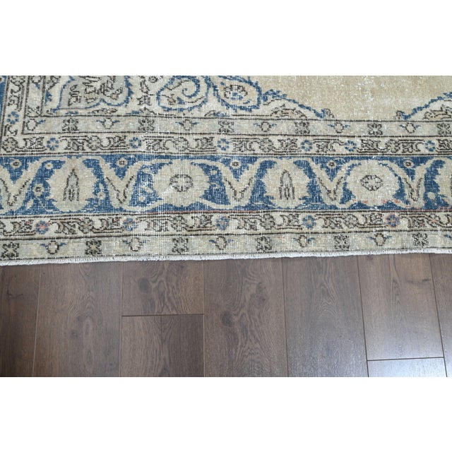 Textile 1970s Vintage Persian Handmade Wool Cotton Beige Area Rug For Sale - Image 7 of 11