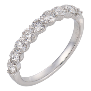 Vintage Diamond 18k White Gold Half Eternity Band, Size 7