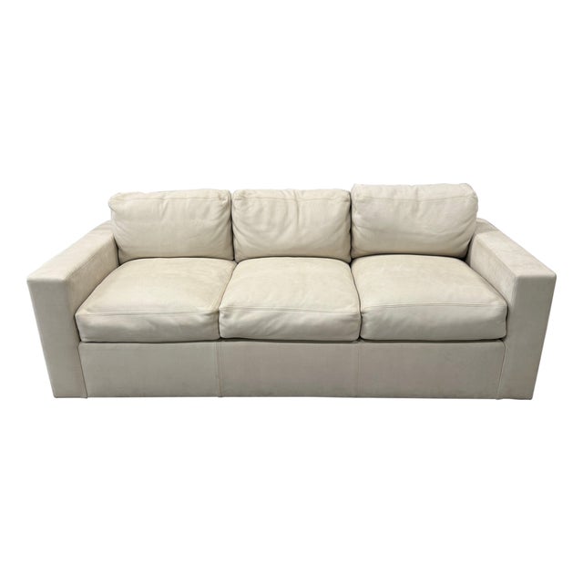 Sally Sirkin Lewis J Robert Scott Sofa in Beautiful Nubuck Leather Suede For Sale