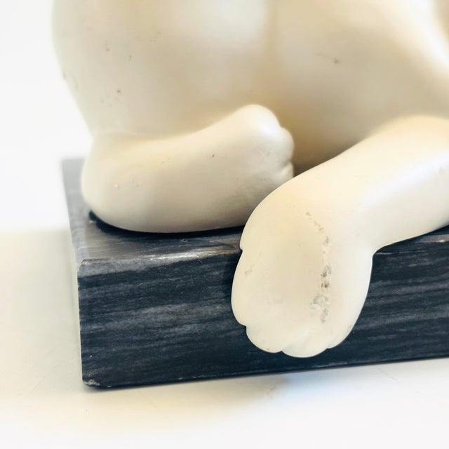 Vintage Art Deco Style Cat Bookend on Black Marble Base For Sale - Image 10 of 15