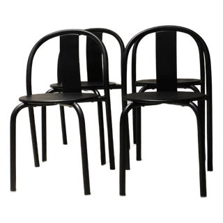 Vintage IKEA Maxmo Dining Chairs | Set of 4 Italian Modern Black Metal Chairs For Sale
