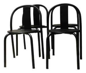 Vintage IKEA Maxmo Dining Chairs | Set of 4 Italian Modern Black Metal Chairs