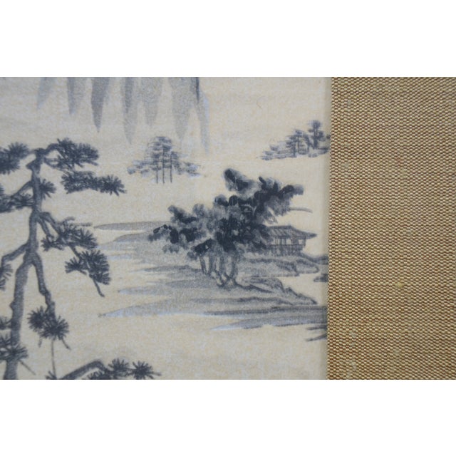 Wood Mid 20th Century Hue of the Water Light on Peaks Ink Wash Painting After Tensho Shubun For Sale - Image 7 of 12
