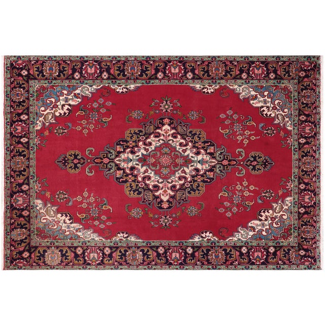 Purple Shabby Chic Persian Vintage Tabriz Red/Purple Wool Rug - 9'8'' X 13'0'' For Sale - Image 8 of 10