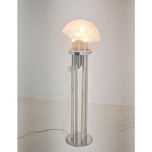 Mid-Century Modern Space Age Chrome and Murano Glass Floor Lamp, Italy, 1970s For Sale - Image 16 of 17