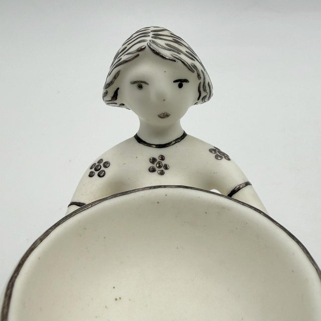 1990s Emilia Castillo "The Couple" Bisque Porcelain Salt Cellars & Sterling Spoons Set - 4 pcs For Sale - Image 13 of 18