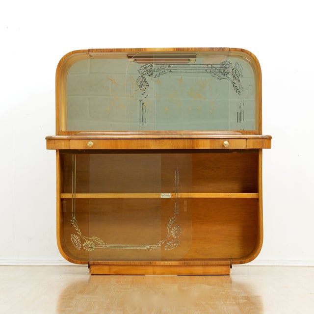 Brown 1950s Walnut Liquor Cabinet by Denman Furnishings of Nottingham For Sale - Image 8 of 12