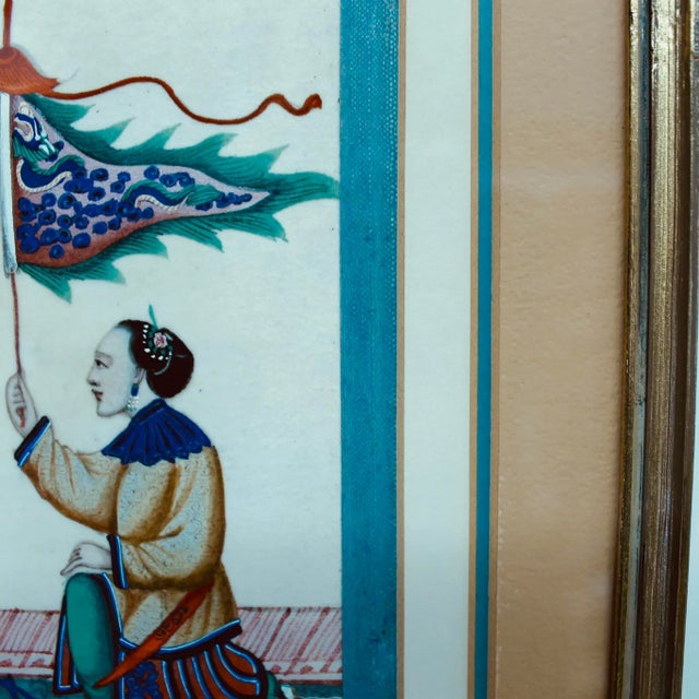 Mid 19th Century Pair of Chinese Export Paintings on Mulberry Pith Paper, 19th Century For Sale - Image 5 of 11