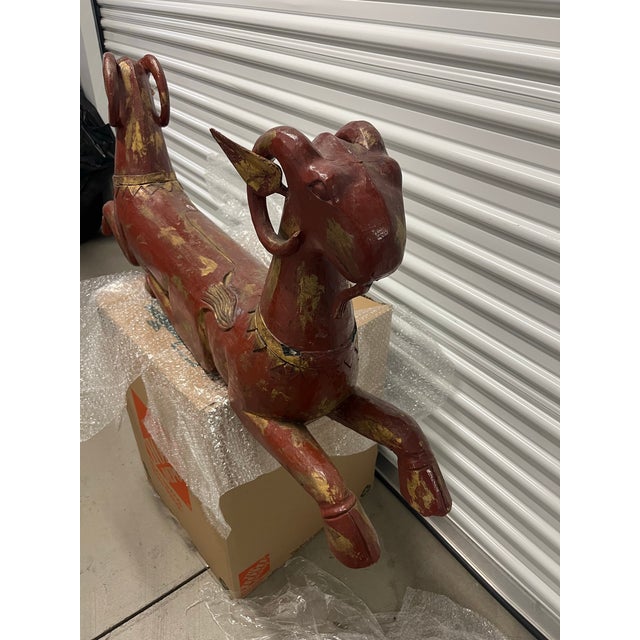 Traditional Mid 20th Century Double-Headed Ram Sculpture, For Sale - Image 3 of 4