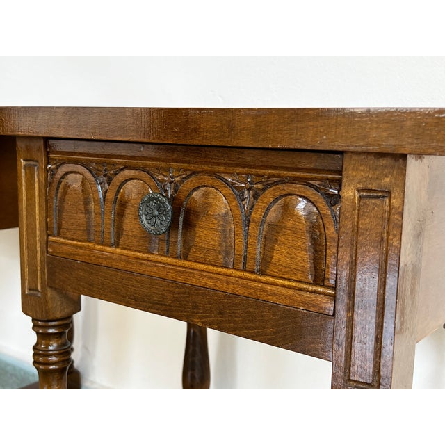 Brown 20th Century Pair of Spanish Nightstands With Drawer and Iron Hardware For Sale - Image 8 of 9