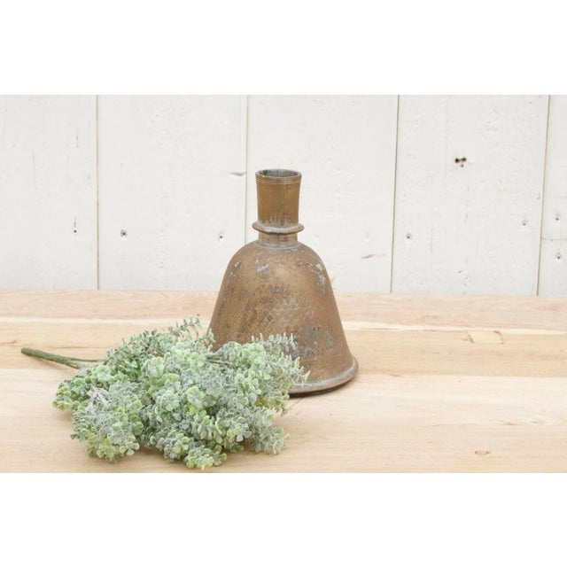 Antique Engraved Brass Floral Vase For Sale - Image 9 of 9