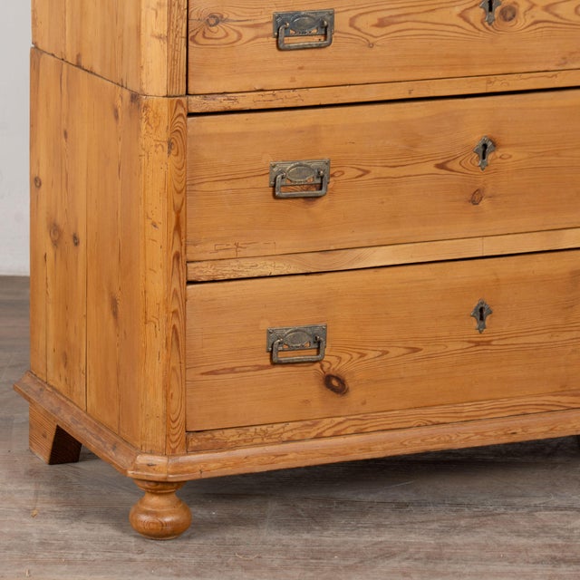 Brown 19th Century Danish Pine Highboy Seven Drawer Chest of Drawers For Sale - Image 8 of 10