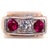 14 Karat Yellow and White Gold Three-Stone Diamond and Ruby Band Ring For Sale - Image 4 of 10