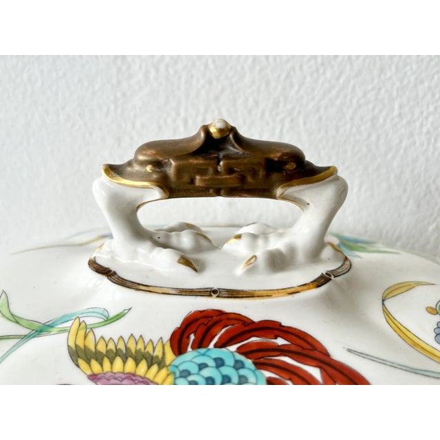 Royal Worcester 1874 Royal Worchester Porcelain Tureen With Elephant and Tropical Motifs English Serving Vessel For Sale - Image 4 of 8