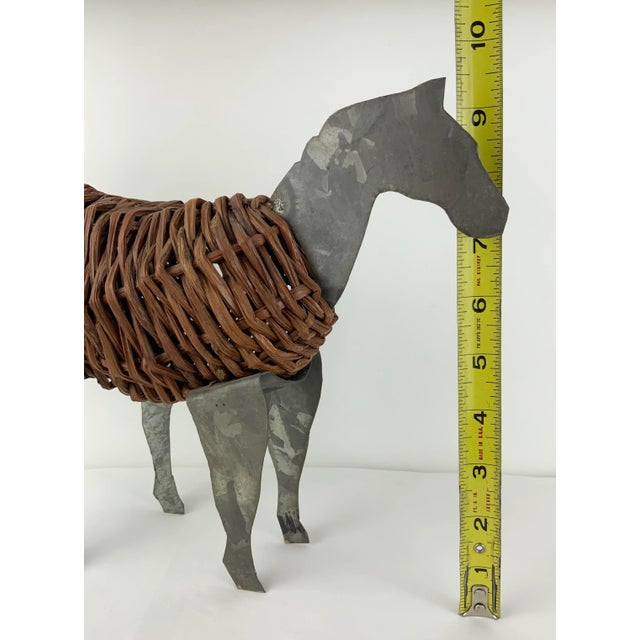 Farmhouse Vintage Metal & Wicker Horse For Sale - Image 3 of 12