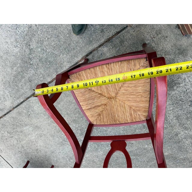 Pottery Barn Red Napoleon Style Rush Seat Dining Chairs. Set of 6 For Sale - Image 9 of 16