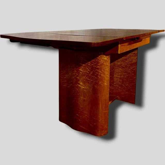 Brown Art Deco Birds Eye Maple Draw Leaf Extending Dining Table, 1930s For Sale - Image 8 of 11