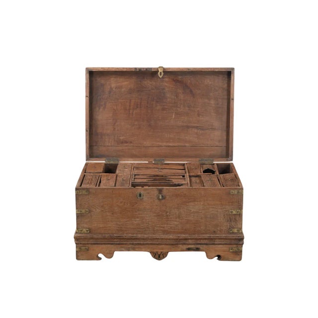 Antique Anglo/Indian Teakwood Blanket Chest/Small Coffee Table For Sale - Image 4 of 5