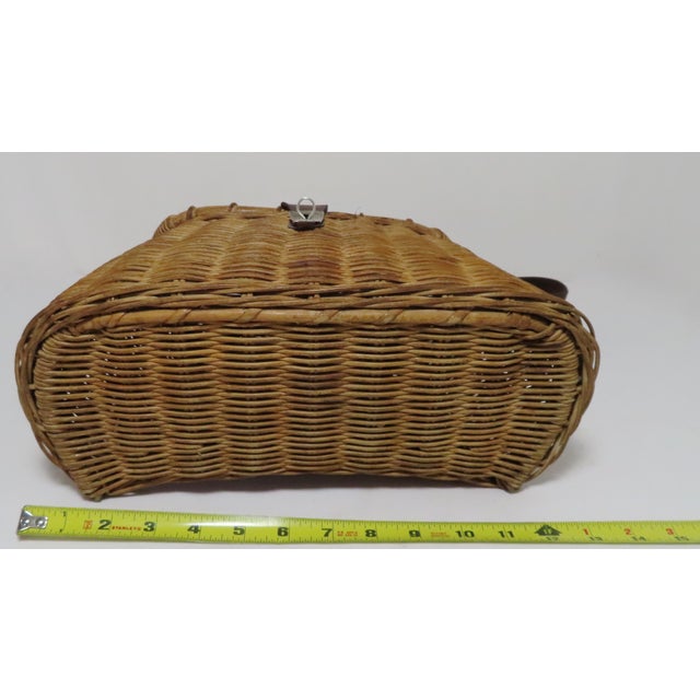 Vintage Hand Woven Wicker & Leather Fly Fishing Creel Chairish