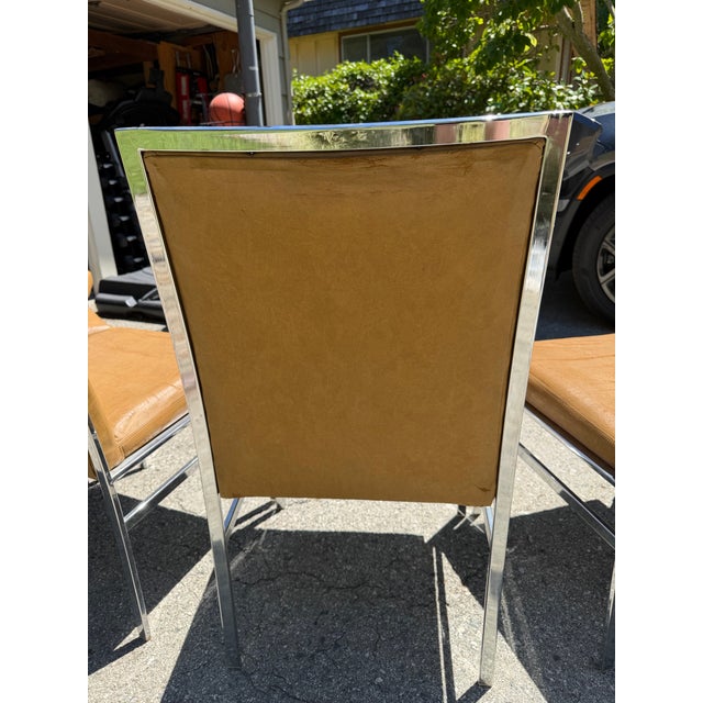 1970s Pierre Cardin for Dillingham Set of Six Dining Chairs - Leather/Suede and Chrome For Sale - Image 9 of 12