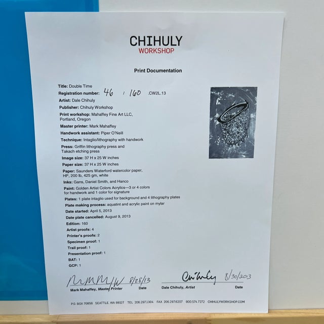 2010s Dale Chihuly "Double Time" Limited Edition Print, Framed For Sale - Image 5 of 13