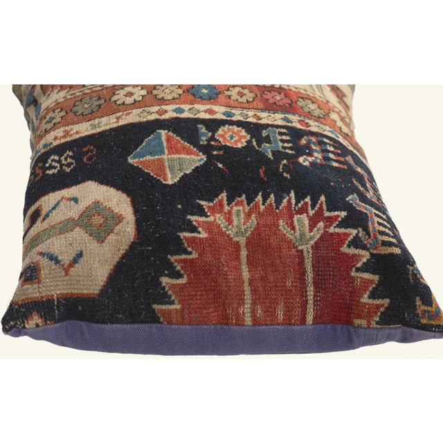 Vintage Caucasian Rug Pillow, 01'01 X 01'06 For Sale - Image 4 of 9