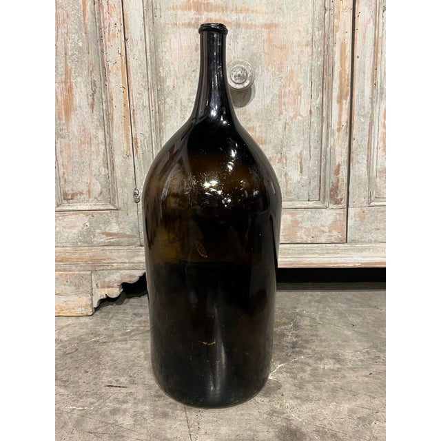 Glass Large Antique French Hand Blown and Painted Wine Bottle, Normandy, Circa 1880s For Sale - Image 7 of 8