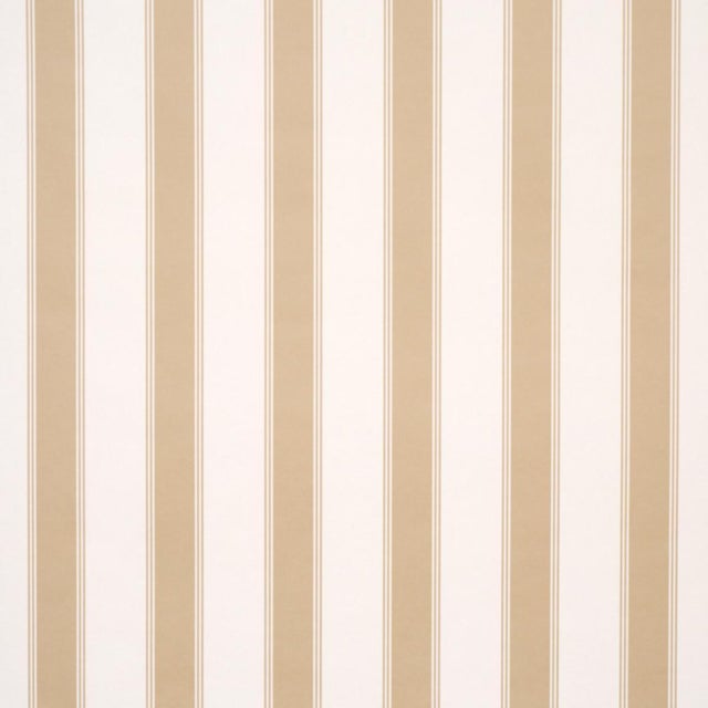 Traditional Sample - Schumacher Rafe Stripe Wallcovering In Neutral For Sale - Image 3 of 6