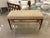 Vintage faux bamboo wood bench with newly upholstered Quadrille fabric. New feet on bottoms. Two available. Dimensions:...