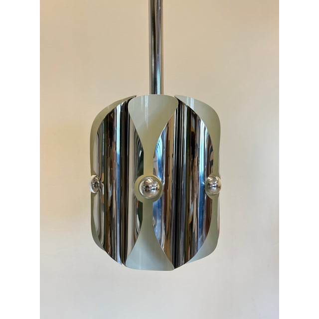 Space Age Chromed Steel Chandelier, 1970s For Sale - Image 4 of 18