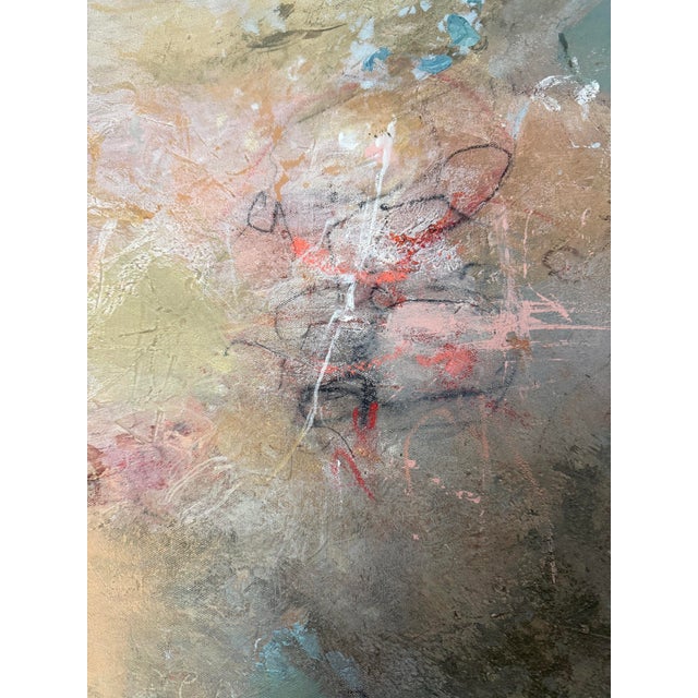 Looking Down to See Up - Acrylic, Oil Pastel, Graphite on Canvas by Stephanie Visser For Sale - Image 4 of 5