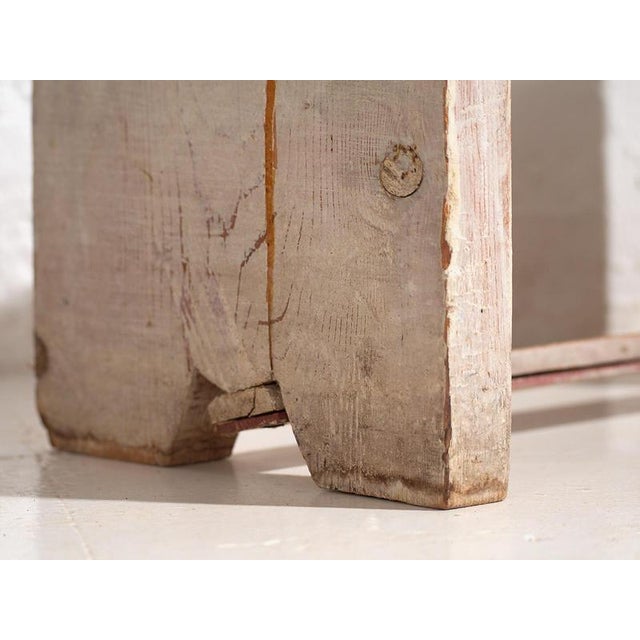 Rustic Brown Low Stool, 1920s For Sale - Image 3 of 7