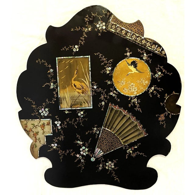 Early 20th Century Papier Mâché Decorative Wall Plaque With Mother-Of-Pearl Inlay For Sale - Image 13 of 13