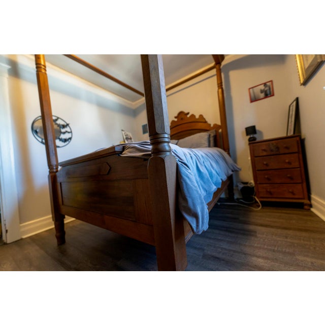 Brown 19th Century Texas Biedermeier High-Tester Bed | Galveston Origin | Solid Walnut | 170-Year Provenance | Antique Double/Full For Sale - Image 8 of 15