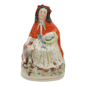 Circa 1860-80 English Staffordshire Little Red Riding Hood Figure