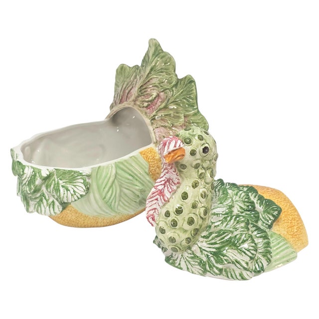 Late 20th Century Italian Majolica Turkey Tureen Arcimboldo Style For Sale - Image 9 of 15